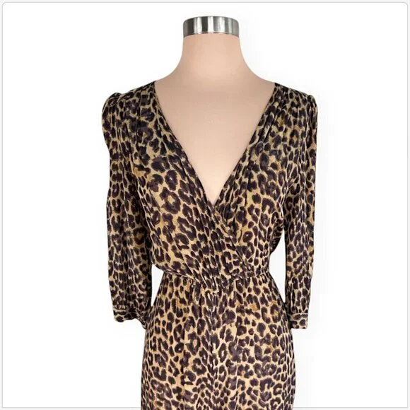 Mes Demoiselles Slash Panther Leopard Print Animal Voile Jumpsuit French 36 US 4 - Picture 7 of 9